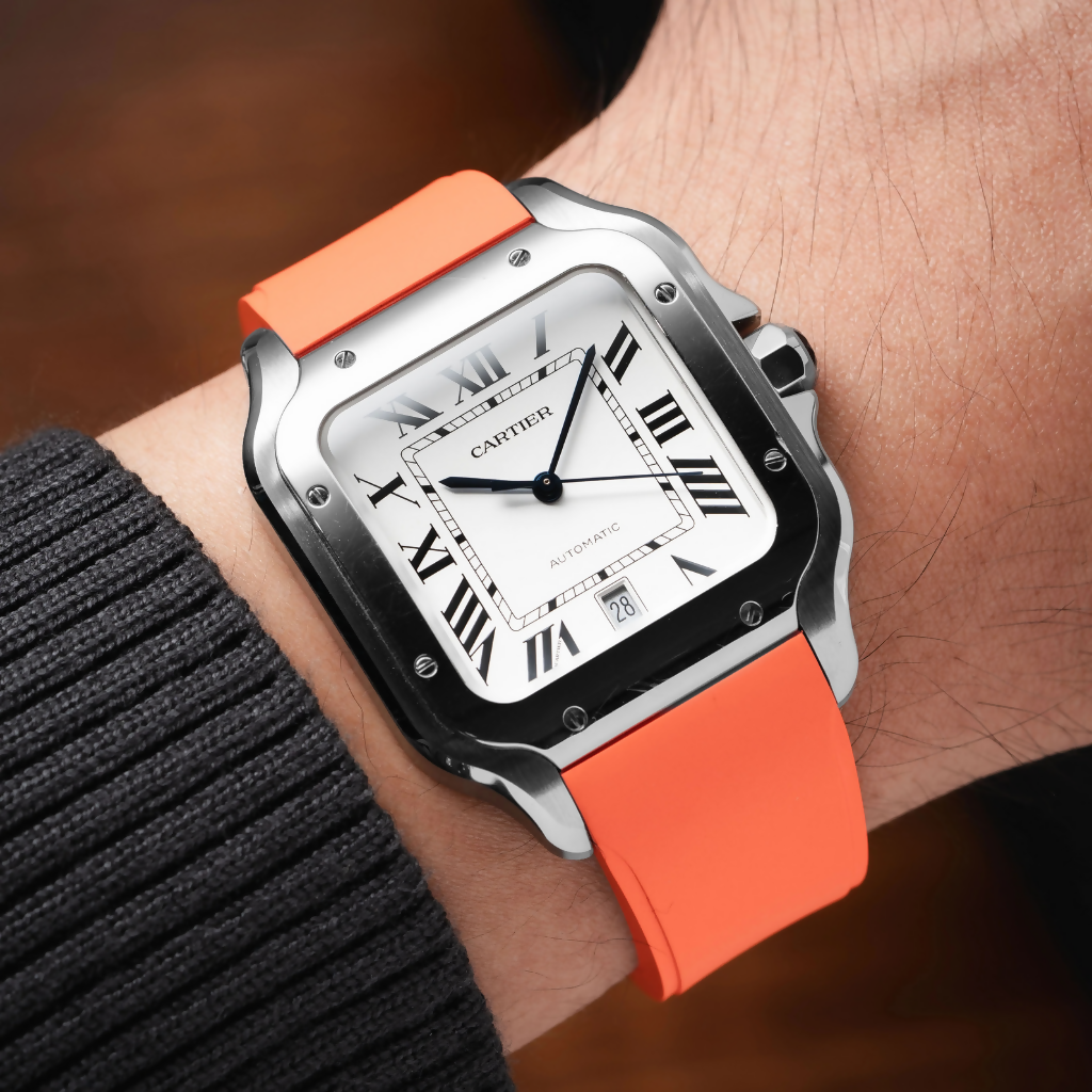 Orange CTS Rubber Strap for Santos de Cartier
