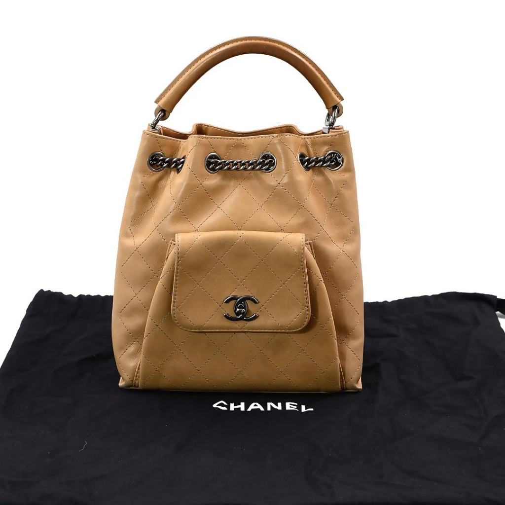Chanel Calfskin Stitched Urban Drawstring Backpack