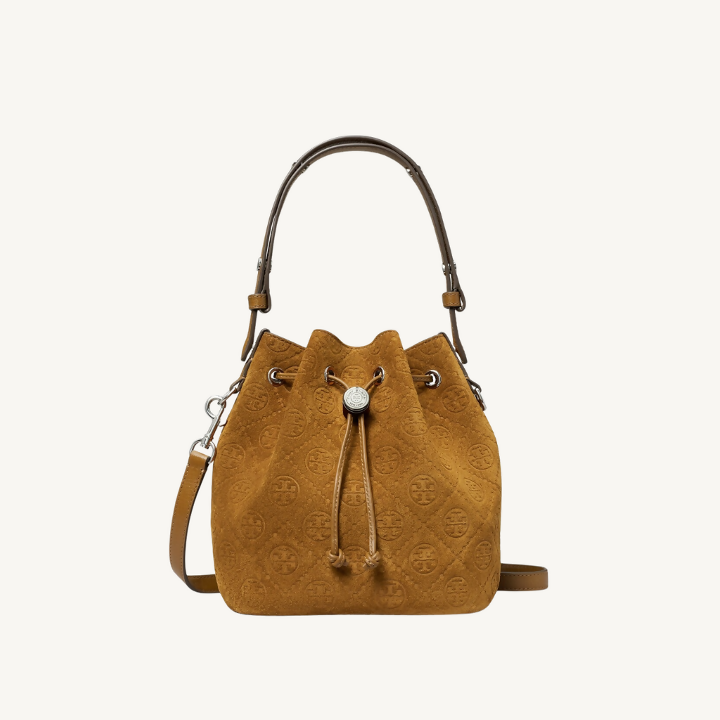 T Monogram Suede Bucket Bag