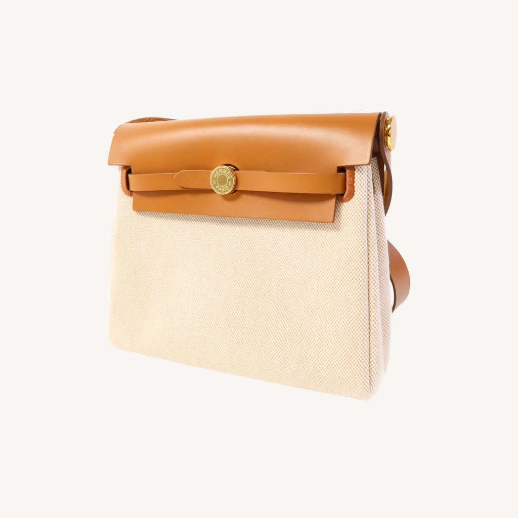 Hermès Mini Herbag Canvas Beige Ebene GHW