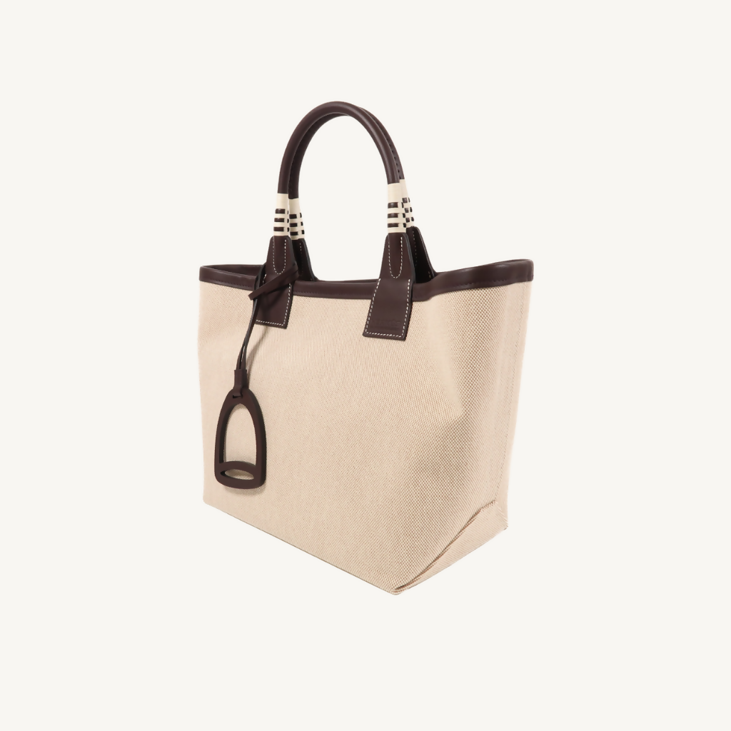 Hermès Steeple 25 Canvas Swift Écru Rouge Sellier