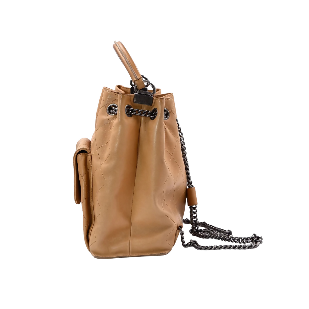 Chanel Calfskin Stitched Urban Drawstring Backpack