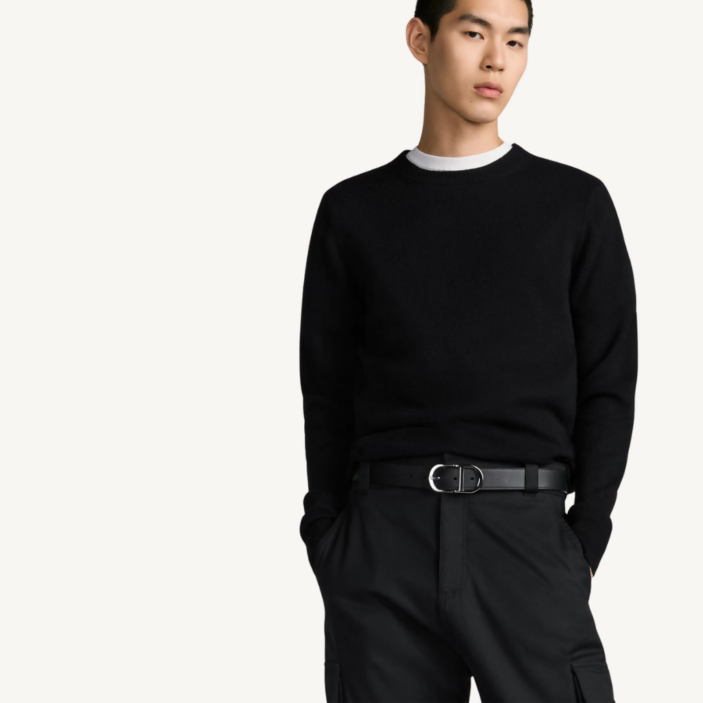 CD Black Grained Calfskin Belt