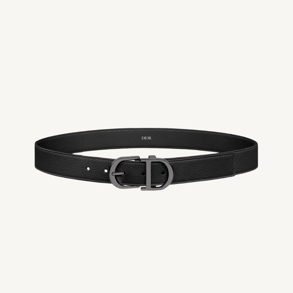 CD Black Grained Calfskin Belt