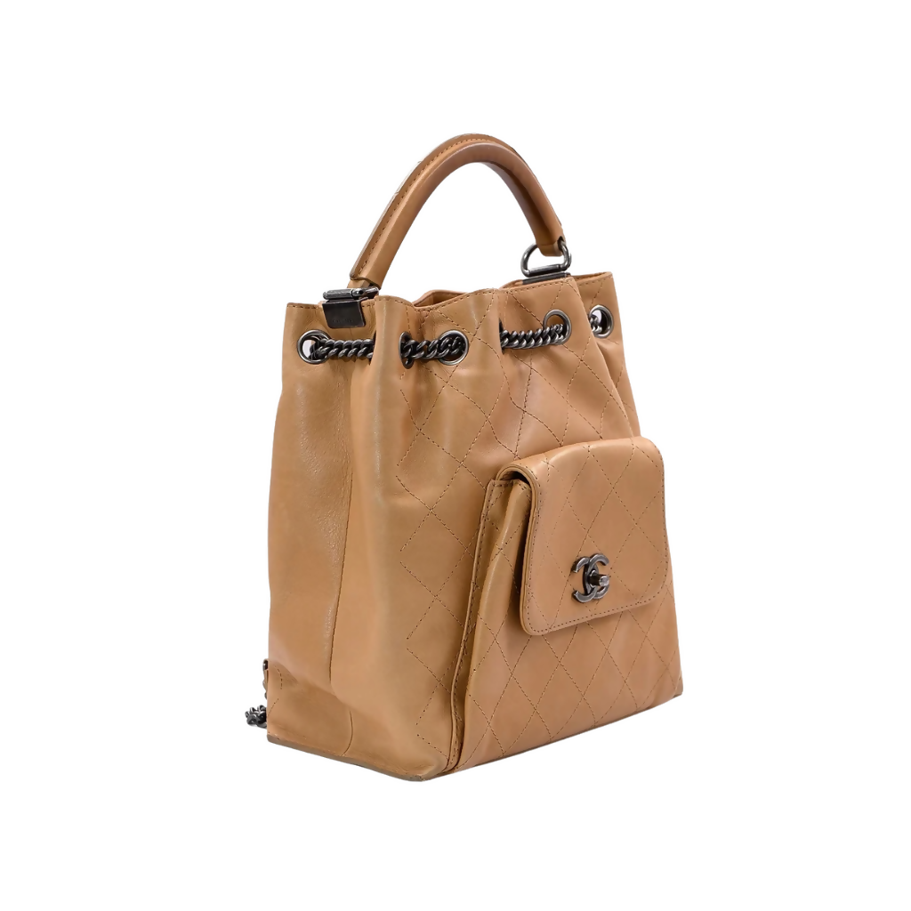 Chanel Calfskin Stitched Urban Drawstring Backpack