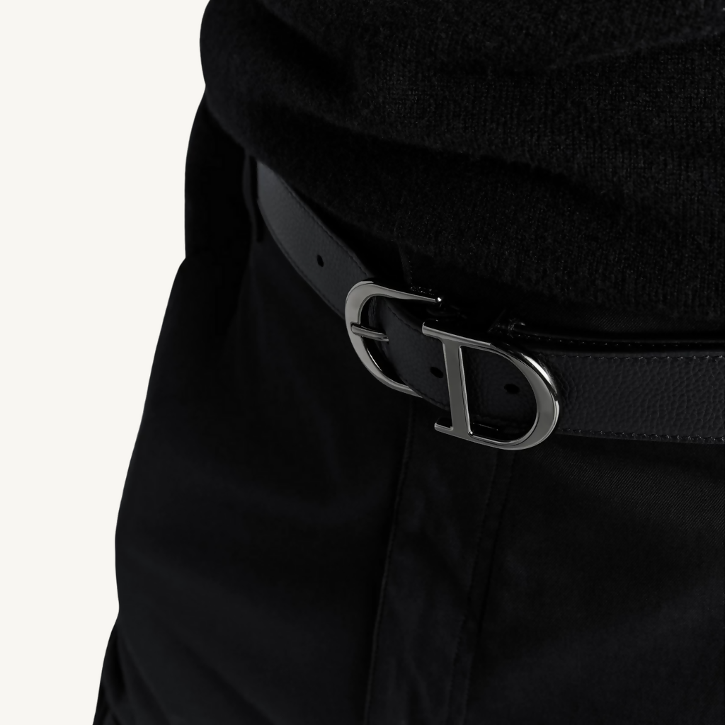 CD Black Grained Calfskin Belt