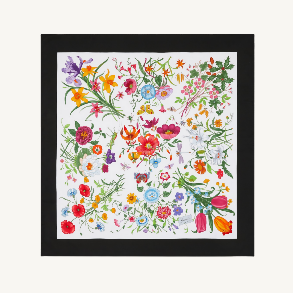 Printed Flora Silk Twill Carré