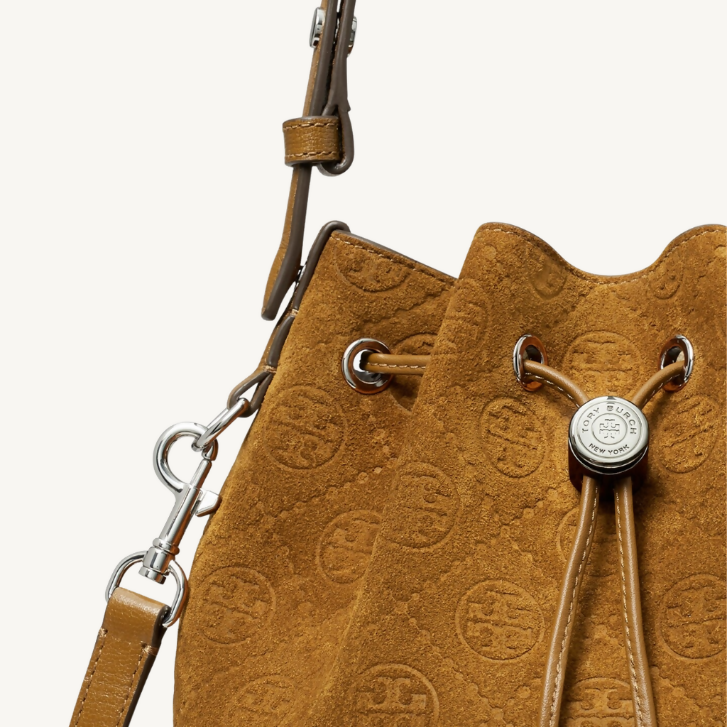 T Monogram Suede Bucket Bag