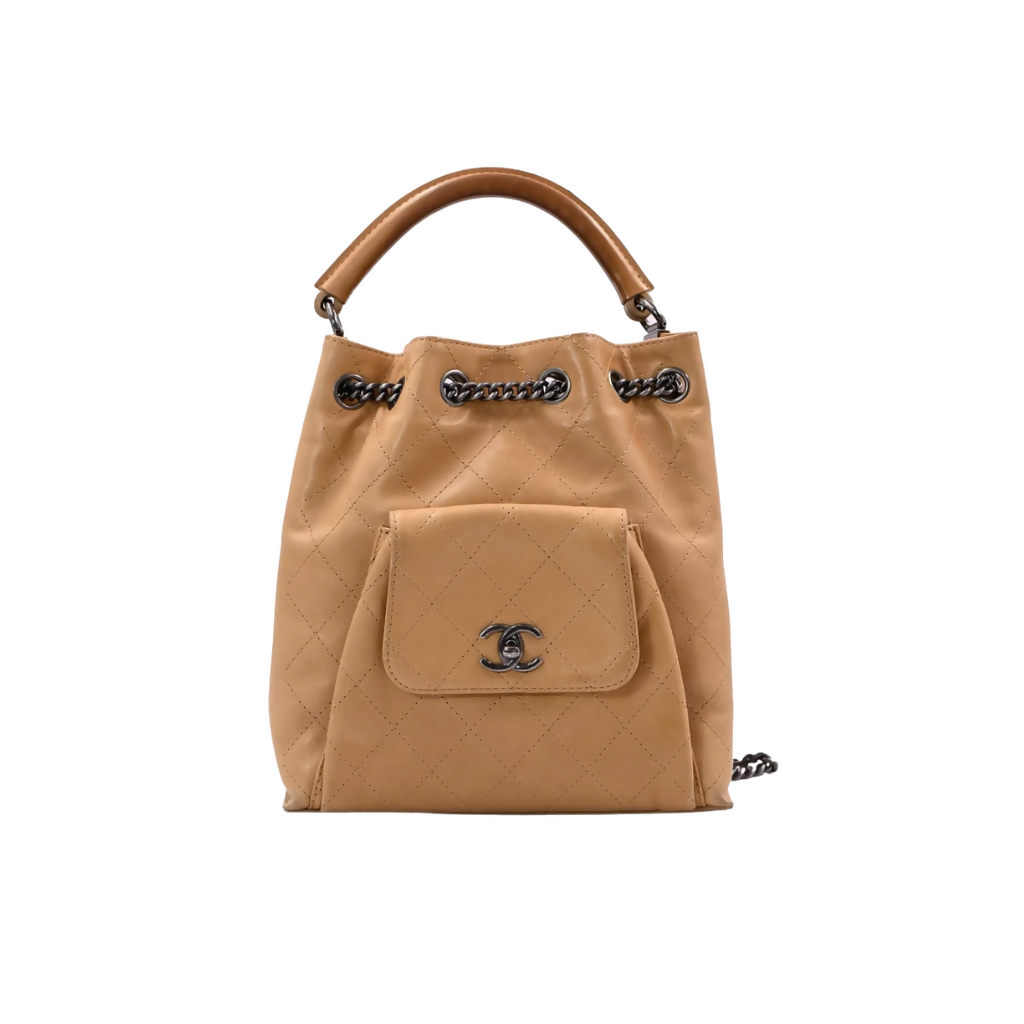 Chanel Calfskin Stitched Urban Drawstring Backpack