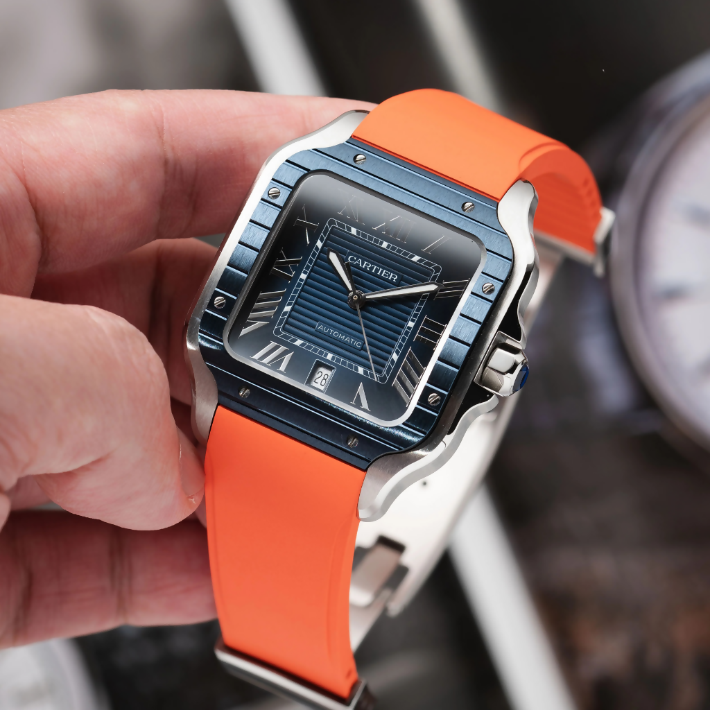 Orange CTS Rubber Strap for Santos de Cartier